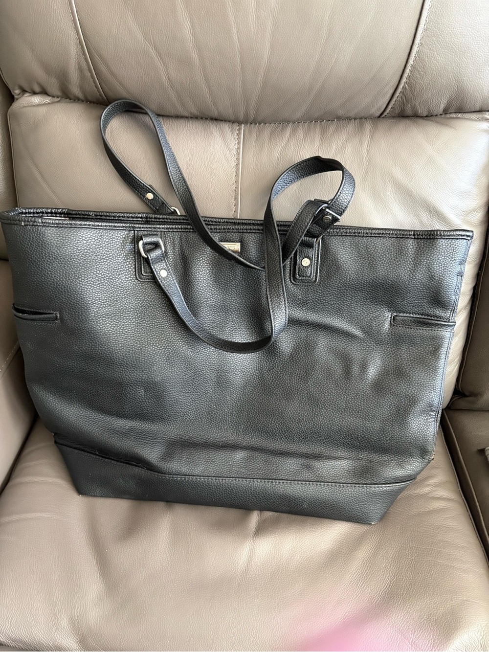 Black Leather Tote Bag - Classic Women’s Work Tote